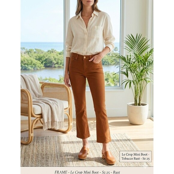 FRAME Pants - FRAME Le Crop Mini Boot Womens Size 25 Tobacco Rust Cropped Bootcut Jeans